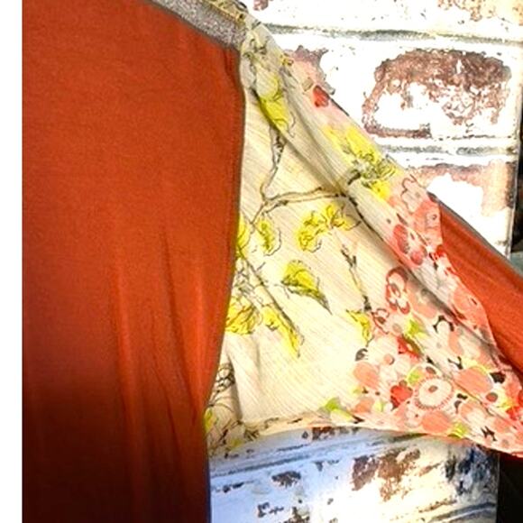 Anthropologie TINY Floral Mixed Media Soft Flowing Tie Hem Blouse - Picture 6 of 10